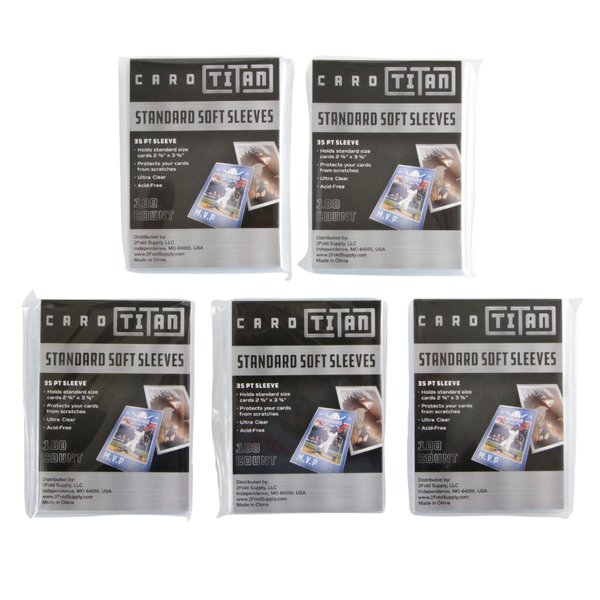 CARD TITAN PRO Premium Standard Soft Sleeves Pack of 500 - Premium Quality Ultra Clear Acid Free Penny Sleeves for Trading Cards - Card Sleeves Fit 2 5/8" x 3 5/8" Standard 35pt Trading Cards