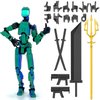 【Assembled】 T13 Action Figure Set, Giant Sword Titan 13 Robot Action Figure 3D Printed robo 13 Action Fidget Toys Dummy Figure Articulated, T13 for Collectors Desktop Decorations (Laser Green)