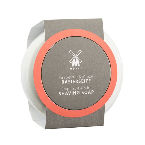 MÜHLE Porcelain Dish With Grapefruit & Mint Shaving Soap, 65 Grams – Shave Soap for Men, Rich & Light Soap Formula, Nurturing Solid Shave Soap Lather, Cooling Effect On Skin 