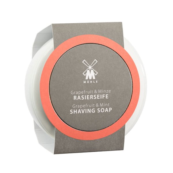 MÜHLE Porcelain Dish With Grapefruit & Mint Shaving Soap, 65 Grams – Shave Soap for Men, Rich & Light Soap Formula, Nurturing Solid Shave Soap Lather, Cooling Effect On Skin 