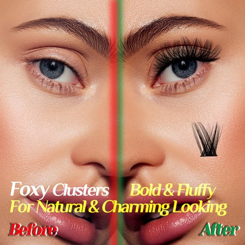 Lash Clusters 90PCS Individual Lashes, D Curl Lash Extension Clusters Lashes Wispy Natural Look, DIY Eyelash Clusters Volume Look Like Eyelash Extensions DIY at Home by STHANA- FOXY, 9-16mm Mixed