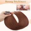 YMEYME Natural Tape in Hair Extensions Semi-Permanent Real Human Hair Straight #33 Copper Dark Auburn Hair Extensions 50g 20pcs 16inch