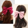 Ahoney 6 Pack Satin Hair Bow Hair Clips for Women Girls, 6" Bowknot Hair Ribbons for Hair Ponytail Cute Hair Clips Bow for Hair Accessories Barrettes for Women (Pink)