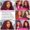 24 Inch Burgundy Lace Front Wigs Human Hair Wigs for Black Women 99J Deep Wave Wigs Glueless Wet and Wavy Red Colored Curly Human Hair Wig Pre Plucked 13x4 Transparent Lace Frontal Wigs 180% Density
