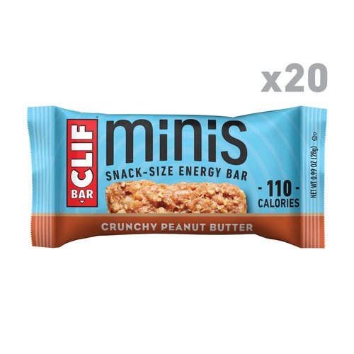 CLIF BAR Minis - Crunchy Peanut Butter - Made with Organic Oats - 5g Protein - Non-GMO - Plant Based - Snack-Size Energy Bars - 0.99 oz. (20 Pack)
