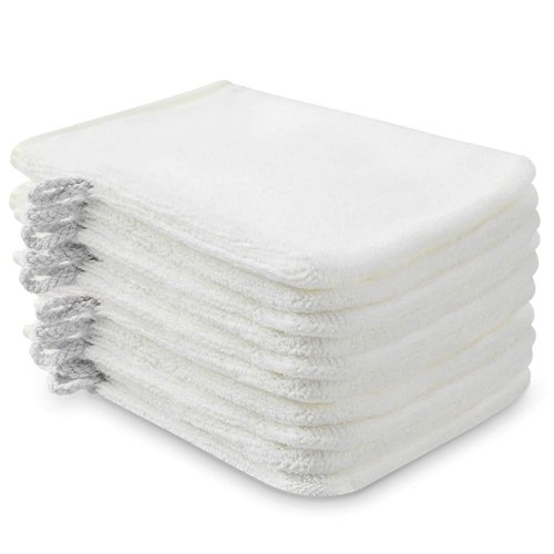 PHOGARY 10 Pack Microfiber Body Wash Mitts, Soft Face Mitten, Bath Spa Cloth, Reusable Makeup Remover Mitt Gloves, European Style Wash Cloth,6×8inch (White)