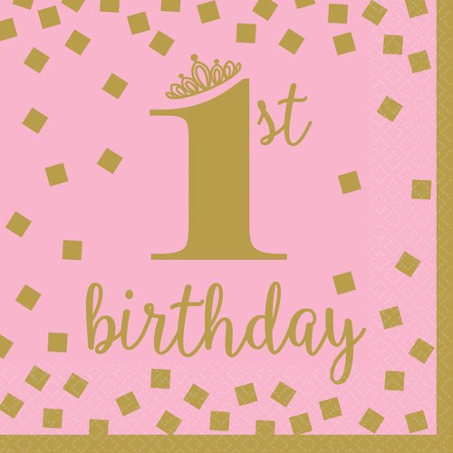 Amscan Luncheon Napkins Party Supplies, 6.5" x 6.5", Pink