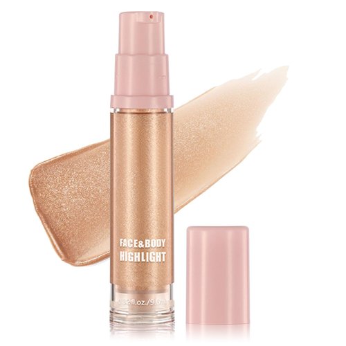 AIUEO Liquid Highlighter Makeup Glitter Contour Makeup Shimmer Oil for Face & Body,Long Lasting Highlighter Luminous Lotion,Multi-Use Body Highlighter Glitter Shimmer Oil-Gold