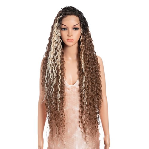 Style Icon 36”Super Long Curly Wig C-Shaped Side Part Lace Wig Afro Baby Hair Synthetic Highlight...
