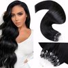 LaaVoo Microlink Hair Extensions Human Hair Black Micro Loop Hair Extensions 18" Jet Black Micro Bead Hair Extensions Real Human Hair 1g/s 50g