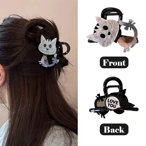 TUCEWP Cat Hair Claw Clips for Women Girls Cute Cat Hair Clip for Long Curly Thick Thin Hair Medium Cat Jaw Claw Clips Strong Hold Hair Catch Clamps Barrettes Hair Accessories for Cat Lovers Gift