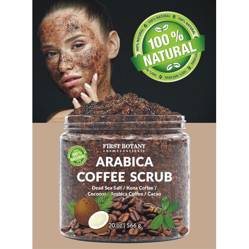 First Botany Cosmeceuticals, 100% Natural Arabica Coffee Scrub with Organic Coffee Coconut & Shea Butter, 20 oz