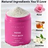 Calming Rose Coconut Milk Bath Soak Moisturize & Soften Skin Honey Jasmine Vanilla Destress Luxury Spa Bath Salt Powder Birthday Christmas Stress Relief Gifts for Women Perfect Stocking Stuffers