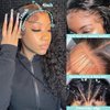 20Inch Deep Wave Lace Front Wigs Human Hair-13x4 HD Transparent Deep Wave Frontal Wigs Human Hair Glueless Curly Wigs for Women 180% Density Curly Lace Front Human Hair Pre Plucked with Baby Hair