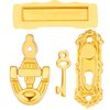 Chivao 1:12 Miniature Golden Door Lock and Key 4 Sets in 1 Pack Door Knocker Lock Doorplate Set Dollhouse Decoration Accessories