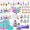 90 PCS Mermaid Party Favors for Girls Mermaid Birthday Supplies Bracelets Stampers Necklaces Rings Keychains Tattoo Stickers Post-it Notes Goodie Bags for Mermaid Birthday Party Supplies (Mermaid)