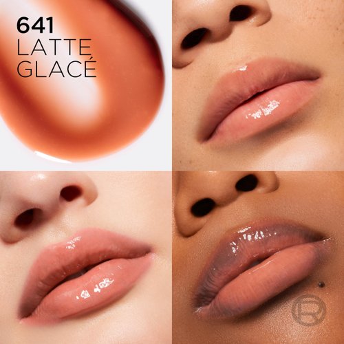 L’Oréal Paris Paradise Plump Ambition Hyaluron Lip Oil, 24 HR Lip Care with Hyaluronic Acid, Volumizing Lip Makeup with Glass-Like Shine, Latte Glace 641, 0.16 Fl Oz