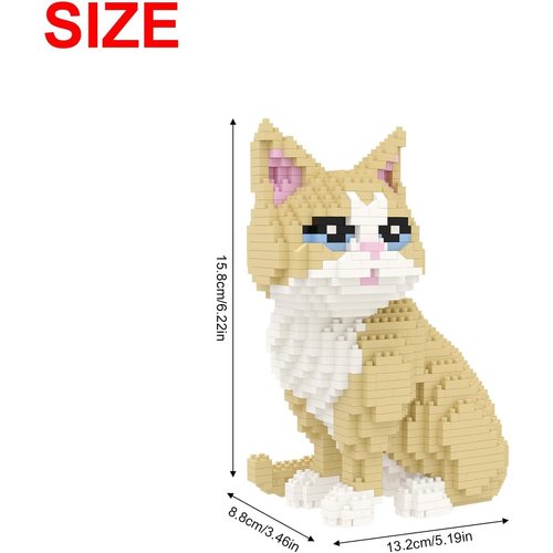 Larcele Cat Micro Building Blocks Animal Set, DIY Mini 3D Building Toy Bricks Kit,924 Pieces KLJM-05 (Golden Shorthair)