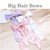AOREAS 3Pcs Hair Bows for Women Soft Silky Stain Bow Hair Clips with Long Tail,Apricot Black Bow Alligator Hair Ribbon Accessories Party Wedding Prom Daily Wearing (Pink+Purple+White)