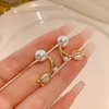 Dainty Flower Pearl Earrings for Women White Rose Jewelry