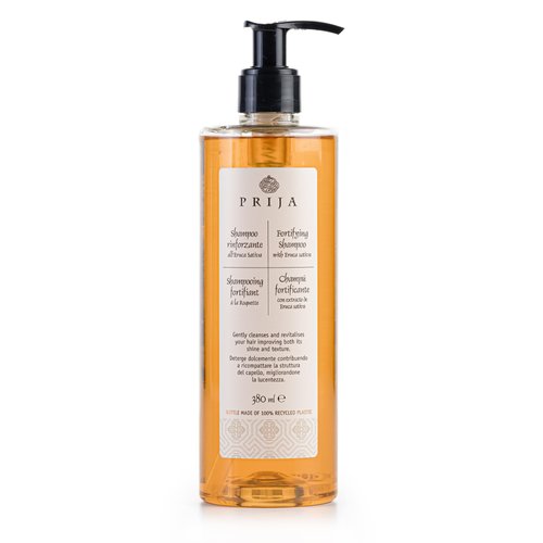 Prija Fortifying and Strengthening Shampoo with Eruca Sativa (12.84 fl oz) - For all Hair Types - Vegan Friendly - Dermatologically Tested - Made with 100% Recycled Bottle