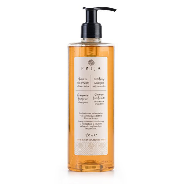 Prija Fortifying and Strengthening Shampoo with Eruca Sativa (12.84 fl oz) - For all Hair Types - Vegan Friendly - Dermatologically Tested - Made with 100% Recycled Bottle