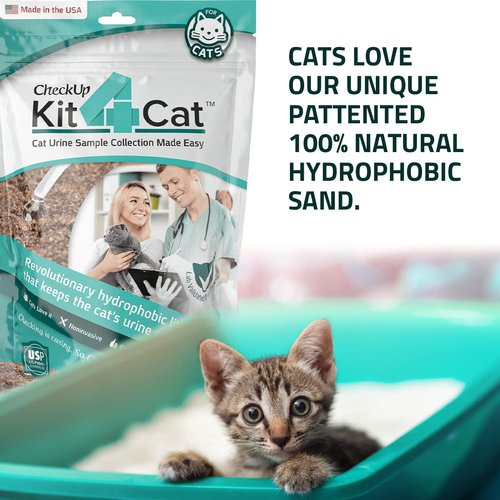KIT4CAT 2lb Hydrophobic Cat Litter for Urine Collection, Hydrophobic Sand Urine Collection Litter Kit I Collect cat Urine Sample for Test (3 x 11oz Bags)
