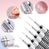 5pcs Nail Art Liner Brushes,Liner Brush For Nails,Nail Art Brush For Long Lines,Thin Details,Fine Drawing,Liner Brush UV Gel Polish Painting Nail Design Sizes 7/9/11/20/25mm(Silver)