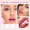 Magic Color Changing Lip Oil,Hydrating Shimmer Lip Glow Oil,Moisturizing Lip Oil Glossy Transparent Plumping Lip Gloss,Warm Change Tinted Lip Oil for Lip Care and Dry Lips (#2 Shimmer Color Changing)