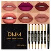 evpct 6 Pcs Lip Liner and Lipstick Set Kit DNM Chestnut Nude Dark Red Matte Matt Mat 24 Hour Lipstick Pen and Lip Kit with Lip Liner Pencil Long Lasting Set for Women labiales mate 24 horas originales