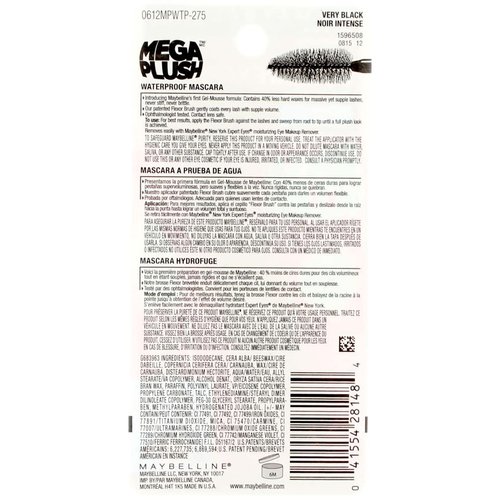 Maybelline New York Volum' Express The Mega Plush Waterproof Mascara, Very Black [275], 0.3 oz