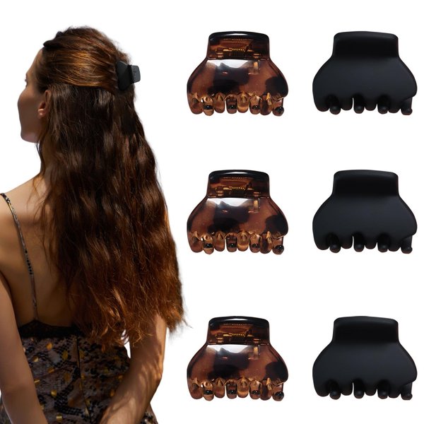 Nalodu Small Hair Claw Clips, 1.7 Inch Bendable Teeth Non-Slip Tiny Unbreakable Matte & Glossy Hair Clips for Women Thin Curly Hair