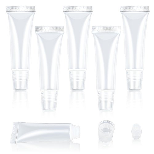 Apausvcm 5Pcs Empty Lip Gloss Tubes, Clear Lip Balm Containers Soft Squeezable Travel Toothpaste Containers Mini Refillable Cosmetic Bottles for DIY Lip Gloss Makeup Travel Toiletries