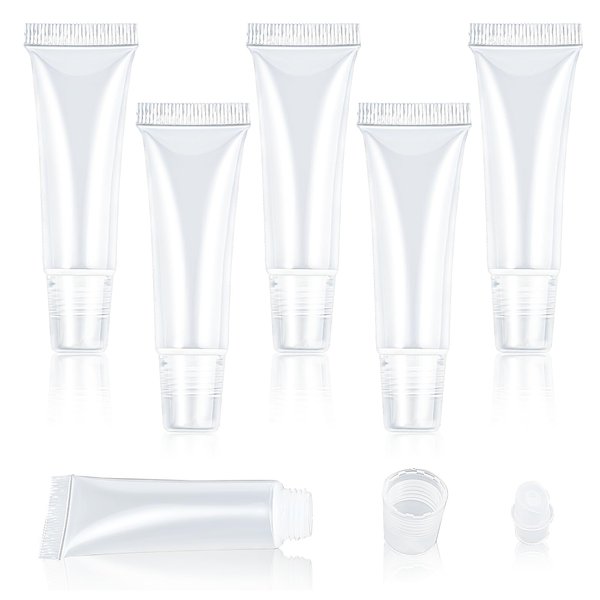 Apausvcm 5Pcs Empty Lip Gloss Tubes, Clear Lip Balm Containers Soft Squeezable Travel Toothpaste Containers Mini Refillable Cosmetic Bottles for DIY Lip Gloss Makeup Travel Toiletries