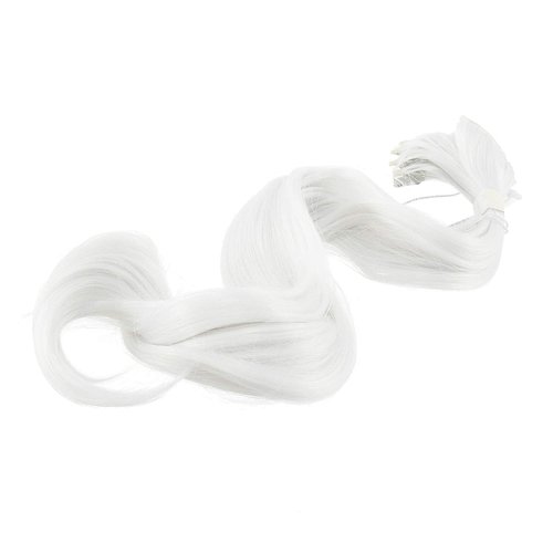 SWACC 12 Pcs Curly Wavy One Color Party Highlights Clip on in Hair Extensions Colored Hair Streak Synthetic Hairpieces (White)