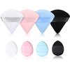 8 Pieces Powder Puff Soft Velour Puff Triangle Makeup Puff Water Drop Finger Puff Beauty Makeup Sponge Makeup Powder Pad Makeup Tool for Loose Powder Foundation Concealer, Black, Blue, White, Pink
