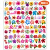 Hibiscus Temporary Tattoos 10 Sheets 100 PCS Flowers Party Decorations Favors Supplies Tropical Hibiscus Theme Birthday Cute Stickers Christmas Gifts for Boys Girls Class School Prizes Carnival