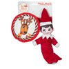 The Elf on the Shelf 2pc Dog Toy Set with Elastic Scout Elf + Elf Pets Reindeer Plush Flattie Disk, Squeaky Dog Toys | Bungee Dog Toys for Tug | Stocking Stuffers for Dogs