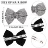 AHONEY 1 Pack Silver Hair Bows for Women Hair Bow Clip, Hair Bling Glitter Hair Clips Sparkly Barrettes for Women Girls Holiday Hair Accessories Christmas Gift