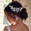 ULAPAN Rhinestone Bridal Headpiece with Combs for Wedding Headbands Bride Flowergirl Women Crystal Silver (Silver comb and earrings)