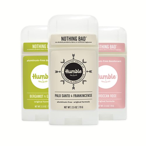 HUMBLE BRANDS Original Formula Aluminum-free Deodorant. Long Lasting Odor Control with Baking Soda and Essential Oils, Zesty & Earthy, 2.5 oz, 3 Pack Combo
