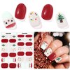 DUKASOU Christmas Semi Cured Gel Nail Strips, Santa Claus | 28 pcs Christmas Gel Nail Strips Work with Any UV Lamp, Salon Quality Nail Stickers for Christmas, Include Prep Pads, Nail File&Wood Stick