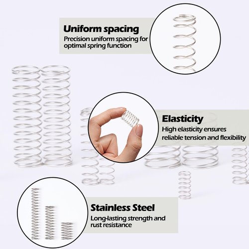 Manderson 185 Pcs Compression Springs Assortment Kit, 13 Different Sizes, Stainless Steel Springs, Mechanical Springs, for Home Repair