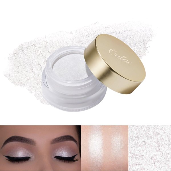 Oulac Shimmer White Cream Eyeshadow-Eyeshadow Primer| as Highlighter Waterproof & Long Lasting Glitter Eyeshadow Natural Color Eye Shadow for Women 6g (01)