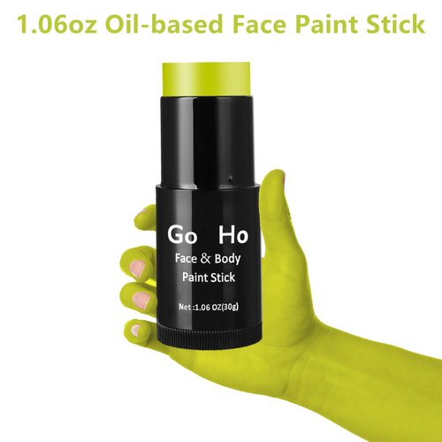 Go Ho Cream-Blendable Ogre Green Face Paint Stick (1.06 oz),Full-coverage Ogre Green Body Paint Stick for Adults Children Halloween Cosplay SFX Makeup,Waterproof