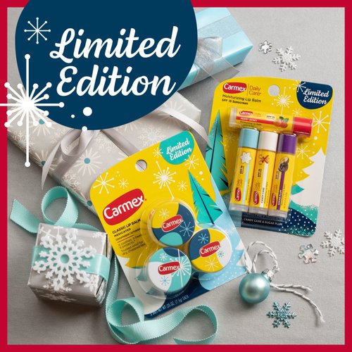 Carmex Lip Balm Limited Edition Holiday Packs: Carmex Daily Care Sticks, 4 count (1 pack), Carmex Medicated Jars, 3 Count (1 pack)