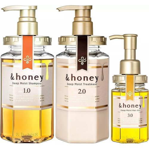 &honey Deep Moist Shampoo ,Treatment & Hair Oil (Honey Super Moist set 3 Items bundle) 440ml Each+100ml Hair oil
