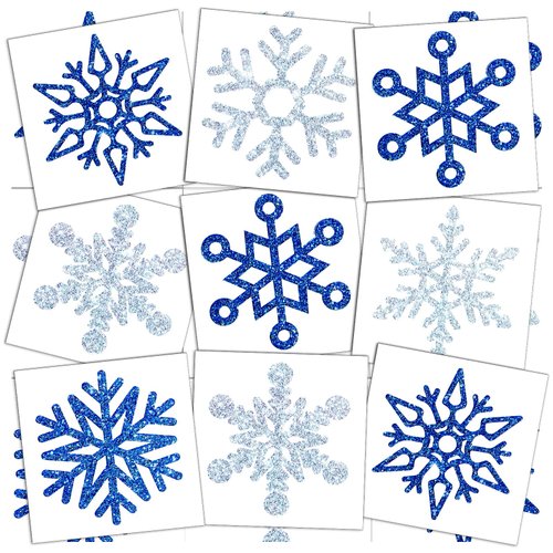 180 Pcs Snowflake Temporary Tattoos Winter Snowflake Sticker Tattoo Glitter Temporary Tattoo Cute Apparel Accessories for Body Face Kids Women Party Favors