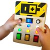 MOMENTS4EVA - Montessori Toddler Busy Board, Baby Wooden Busy Board with 8 LED Light switches, Sensory Toys Light Switch Toys Travel Toys Learning Activities for Fine Motor Skills