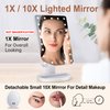 COSMIRROR Lighted Makeup Vanity Mirror with 10X Magnifying Mirror, 21 LED Lighted Mirror with Touch Sensor Dimming, 180°Adjustable Rotation, Dual Power Supply, Portable Cosmetic Mirror (White)…